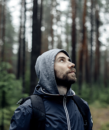 man looking up 